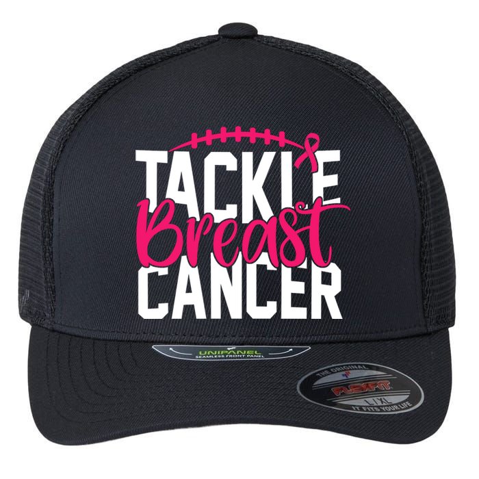 Tackle Breast Cancer Awareness Football Fan Flexfit Unipanel Trucker Cap