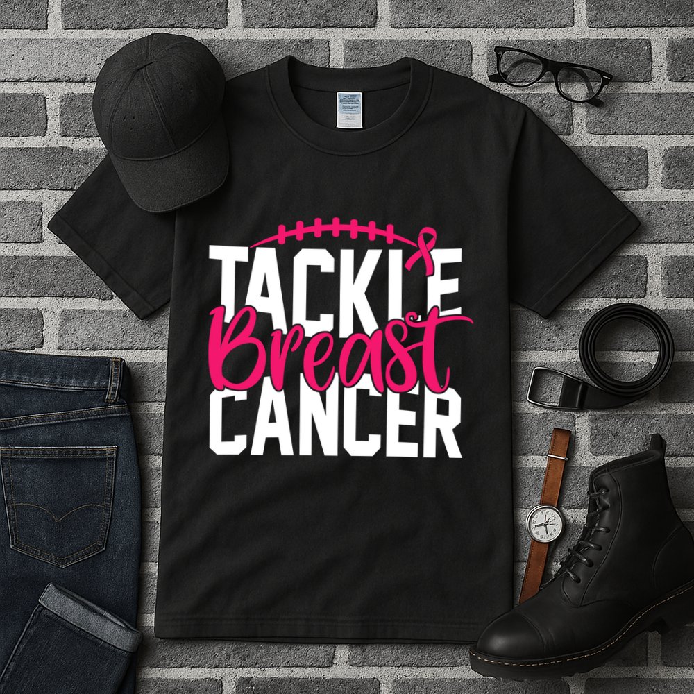 Tackle Breast Cancer Awareness Football Fan Tall T-Shirt