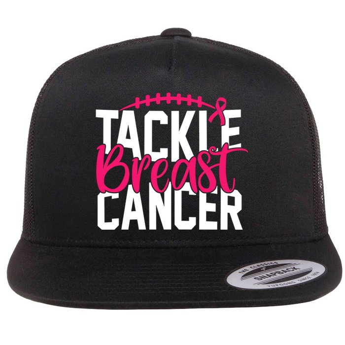 Tackle Breast Cancer Awareness Football Fan Flat Bill Trucker Hat