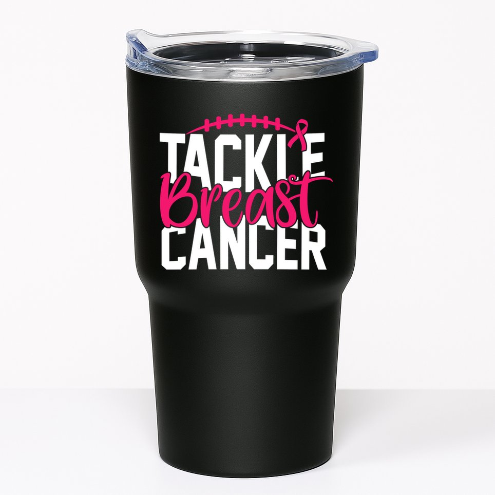 Tackle Breast Cancer Awareness Football Fan Tumbler