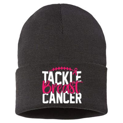 Tackle Breast Cancer Awareness Football Fan Sustainable Knit Beanie