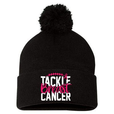 Tackle Breast Cancer Awareness Football Fan Pom Pom 12in Knit Beanie