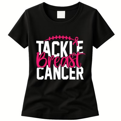Tackle Breast Cancer Awareness Football Fan Womens T-Shirt