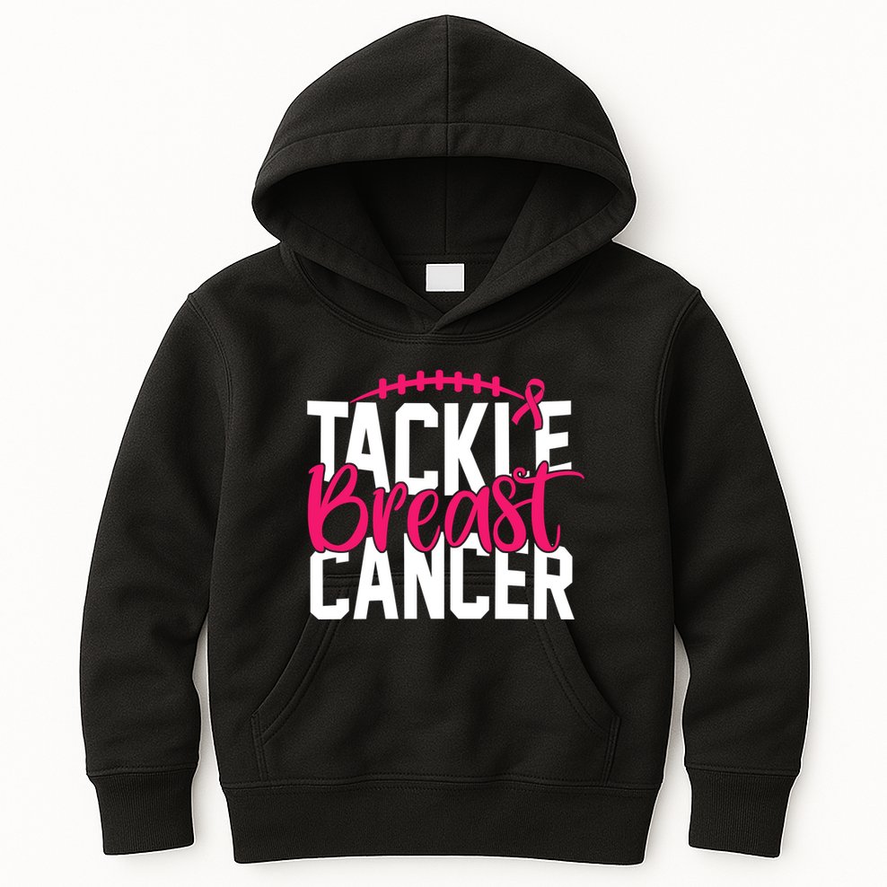 Tackle Breast Cancer Awareness Football Fan Kids Hoodie