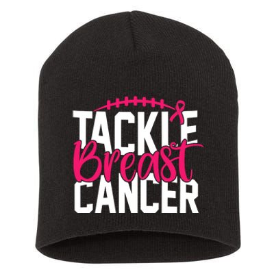 Tackle Breast Cancer Awareness Football Fan Short Acrylic Beanie