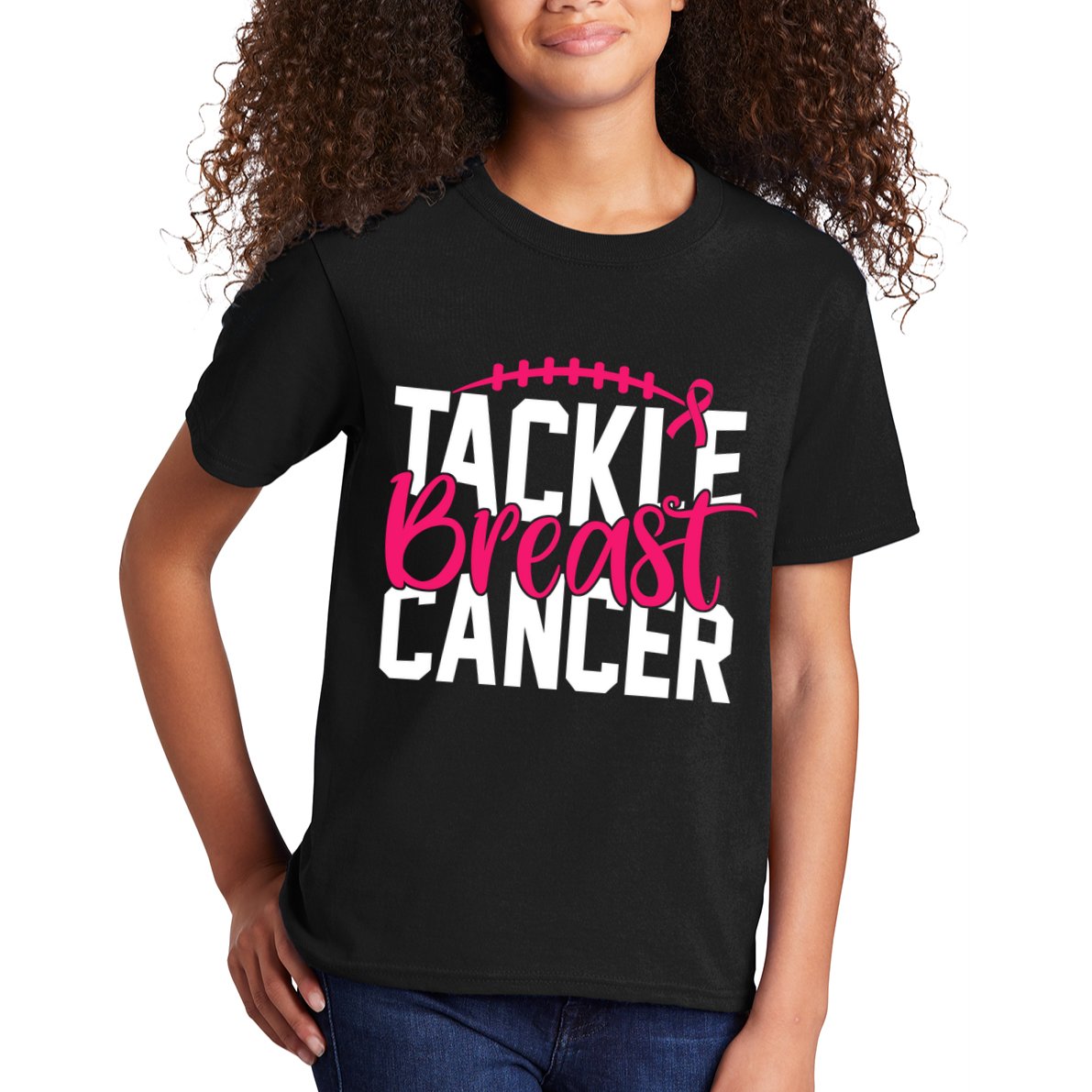 Tackle Breast Cancer Awareness Football Fan Kids T-Shirt