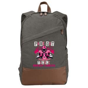 Tackle Breast Cancer Awareness Usa Football Mom Cotton Canvas Backpack