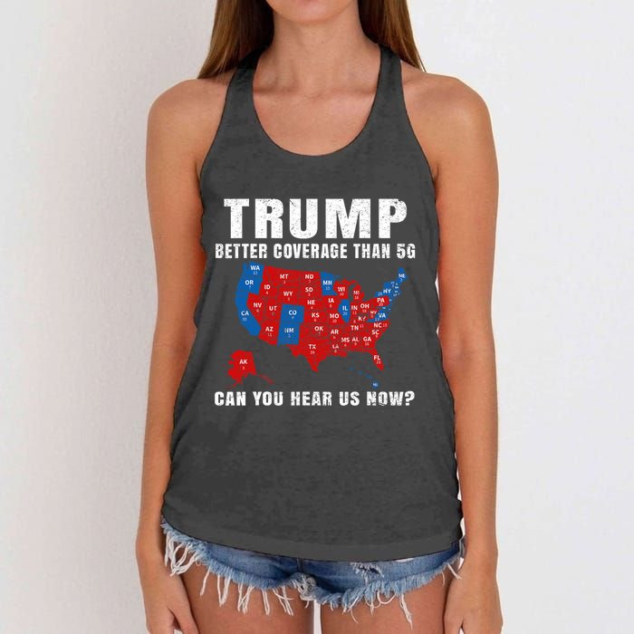 Trump Better Coverage Than 5g Can You Hear Us Now Usa Map Women's Knotted Racerback Tank