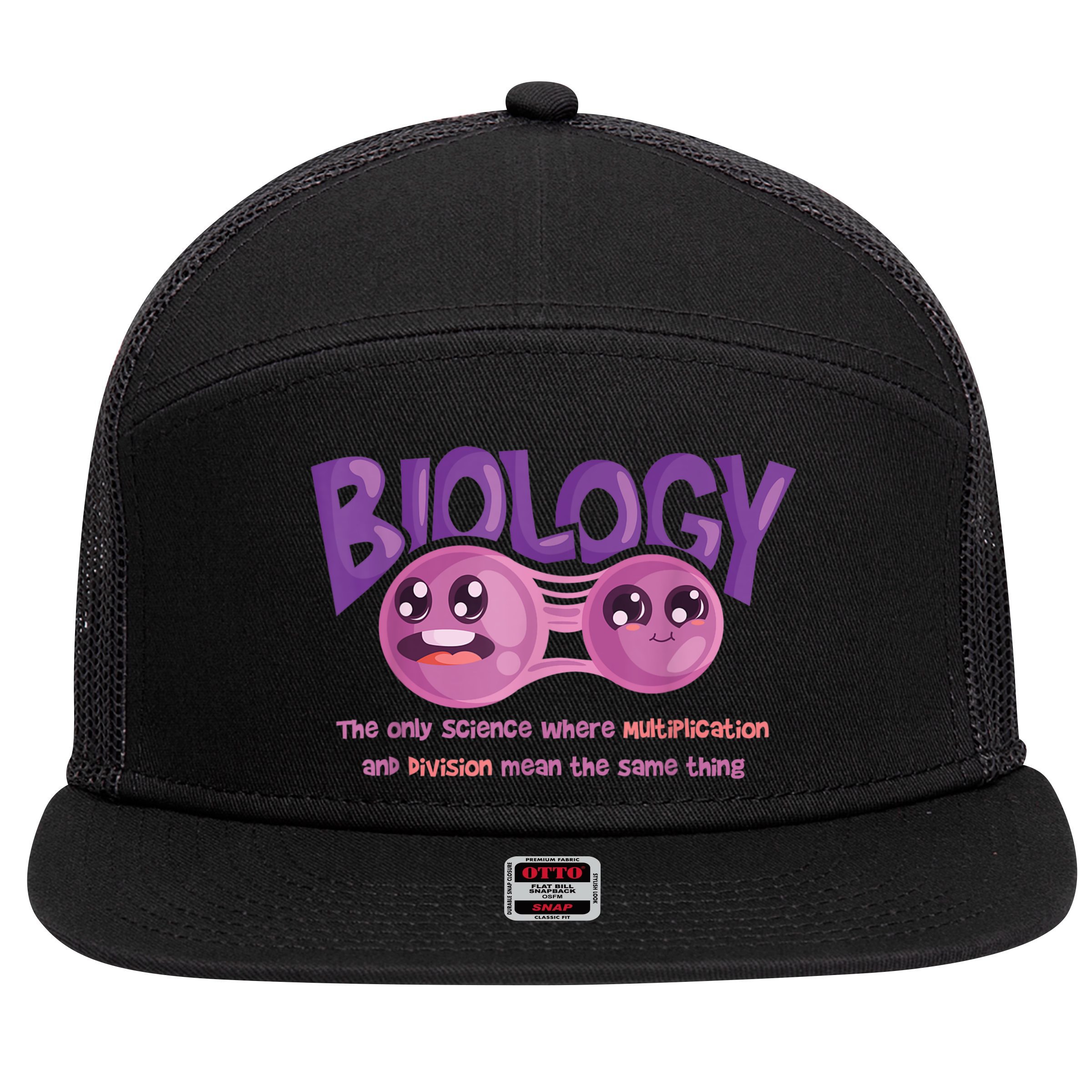 Teaching Biology Cell Science Teacher Funny Quote 7 Panel Mesh Trucker Snapback Hat