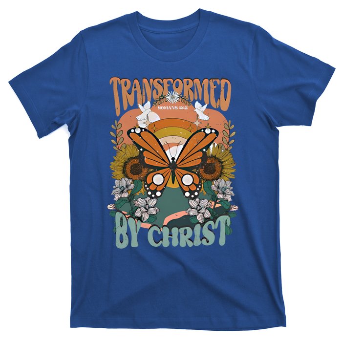 Transformed By Christ Retro Butterfly Ro 13:2 Christian Meaningful Gift T-Shirt