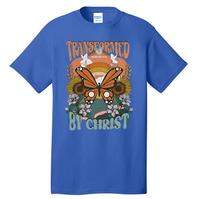 Transformed By Christ Retro Butterfly Ro 13:2 Christian Meaningful Gift Tall T-Shirt