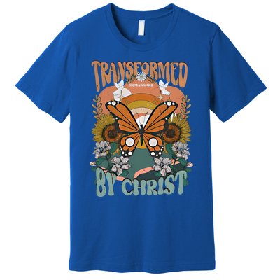 Transformed By Christ Retro Butterfly Ro 13:2 Christian Meaningful Gift Premium T-Shirt