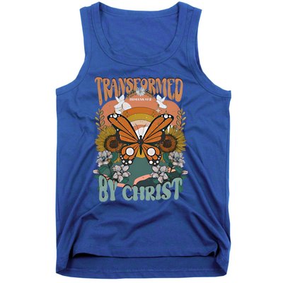 Transformed By Christ Retro Butterfly Ro 13:2 Christian Meaningful Gift Tank Top