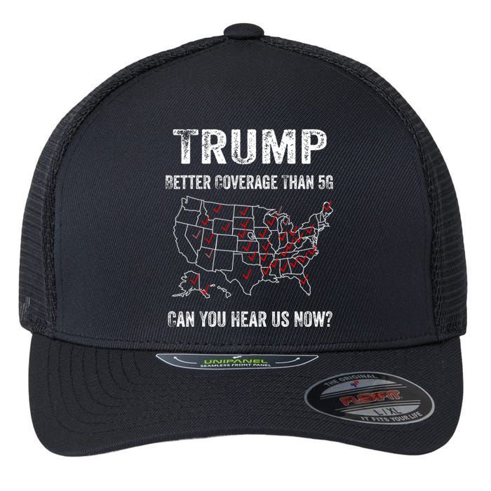 Trump Better Coverage Than 5g Can You Hear Us Now Usa Map Flexfit Unipanel Trucker Cap