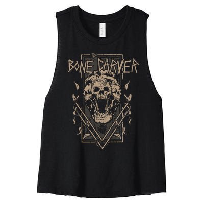 The Bone Carver Death God Skeleton Spicy Books Women's Racerback Cropped Tank