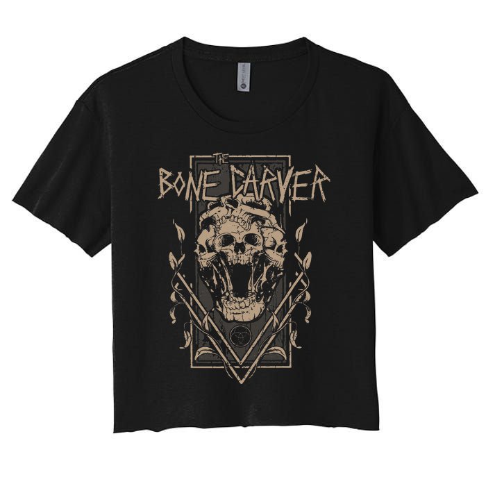 The Bone Carver Death God Skeleton Spicy Books Women's Crop Top Tee