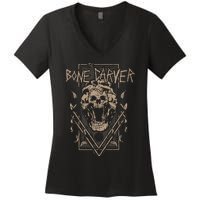 The Bone Carver Death God Skeleton Spicy Books Women's V-Neck T-Shirt