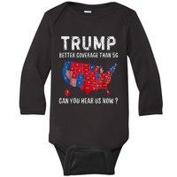 Trump Better Coverage Than 5g Can You Hear Us Now Usa Map Baby Long Sleeve Bodysuit