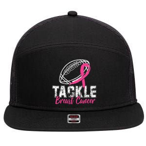 Tackle Breast Cancer Awareness Football Survivor Gift 7 Panel Mesh Trucker Snapback Hat