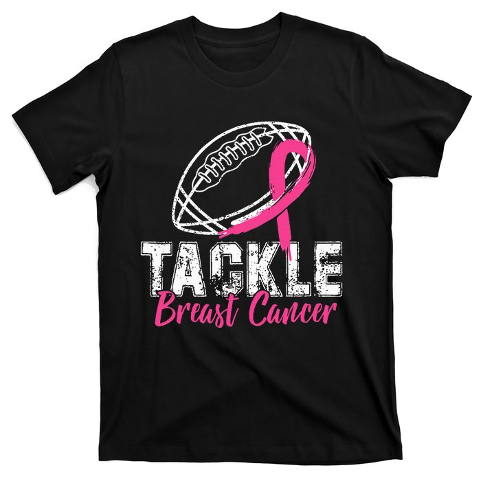 Tackle Breast Cancer Awareness Football Survivor Gift T-Shirt