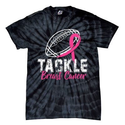 Tackle Breast Cancer Awareness Football Survivor Gift Tie-Dye T-Shirt