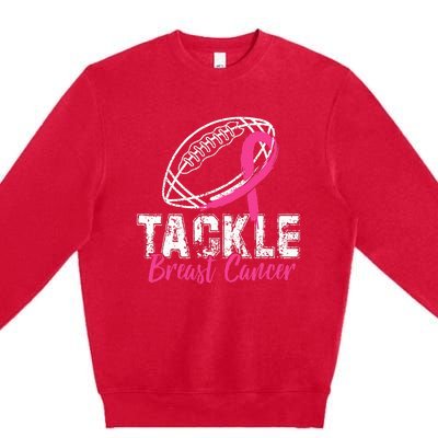 Tackle Breast Cancer Awareness Football Survivor Gift Premium Crewneck Sweatshirt