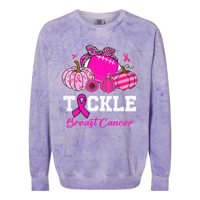 Tackle Breast Cancer Awareness Football Pink Ribbon Pumpkin Colorblast Crewneck Sweatshirt