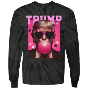 Trump Blowing Christmas Trump Tie-Dye Long Sleeve Shirt