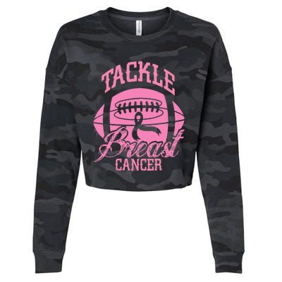 Tackle Breast Cancer Awareness Pink Ribbon Football Cropped Pullover Crew