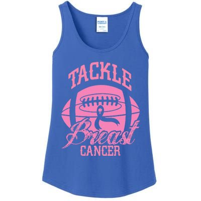 Tackle Breast Cancer Awareness Pink Ribbon Football Ladies Essential Tank