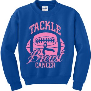 Tackle Breast Cancer Awareness Pink Ribbon Football Kids Sweatshirt