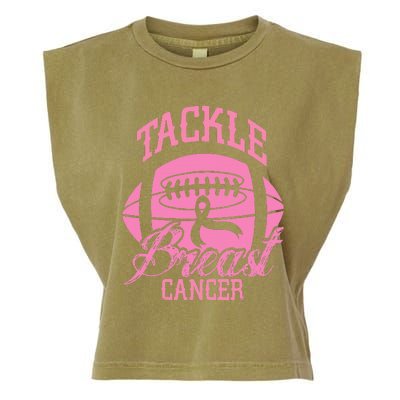 Tackle Breast Cancer Awareness Pink Ribbon Football Garment-Dyed Women's Muscle Tee