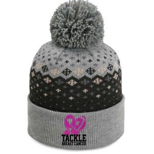 Tackle Breast Cancer Football Ribbon The Baniff Cuffed Pom Beanie