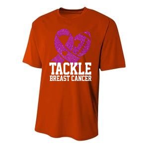 Tackle Breast Cancer Football Ribbon Youth Performance Sprint T-Shirt