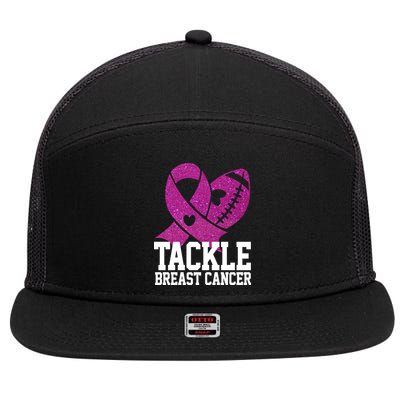 Tackle Breast Cancer Football Ribbon 7 Panel Mesh Trucker Snapback Hat