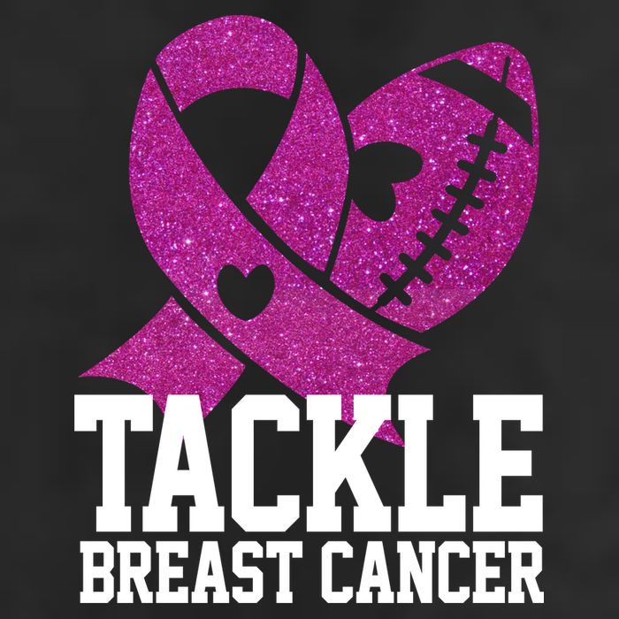 Tackle Breast Cancer Football Ribbon 7 Panel Mesh Trucker Snapback Hat