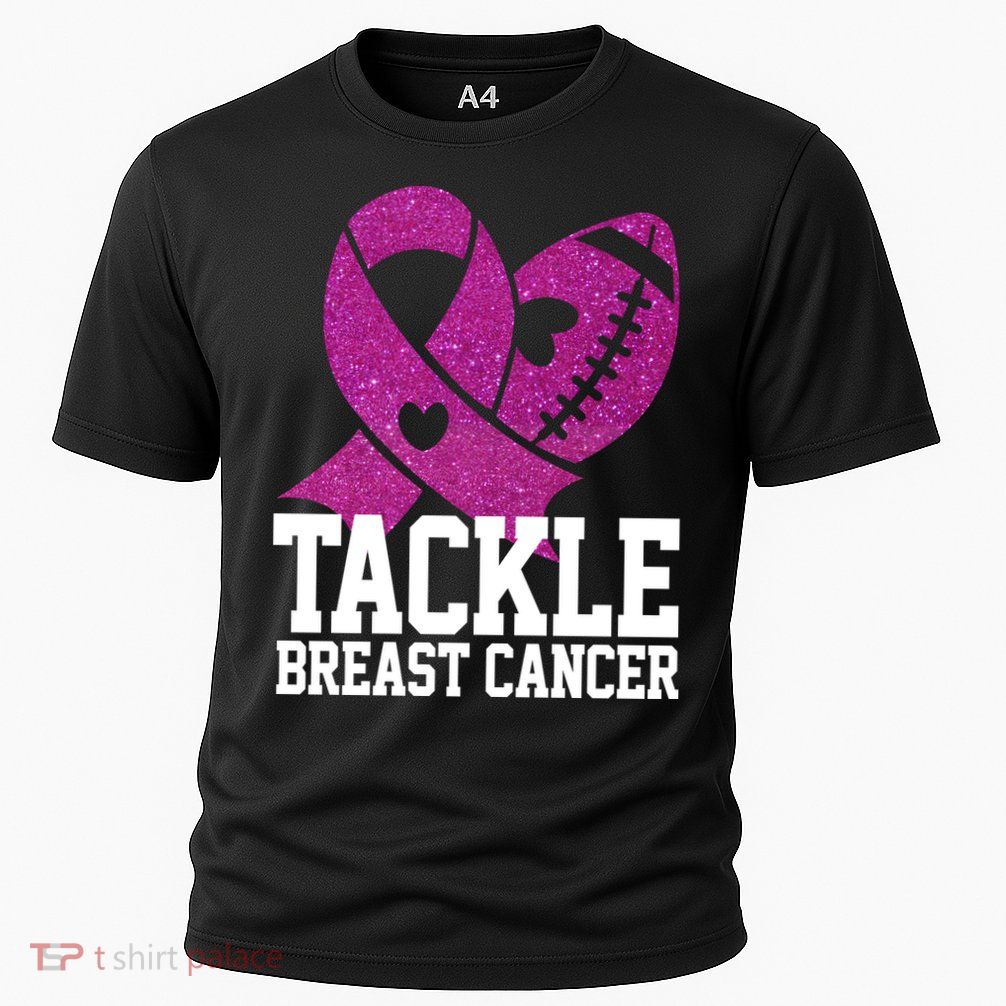 Tackle Breast Cancer Football Ribbon Cooling Performance Crew T-Shirt
