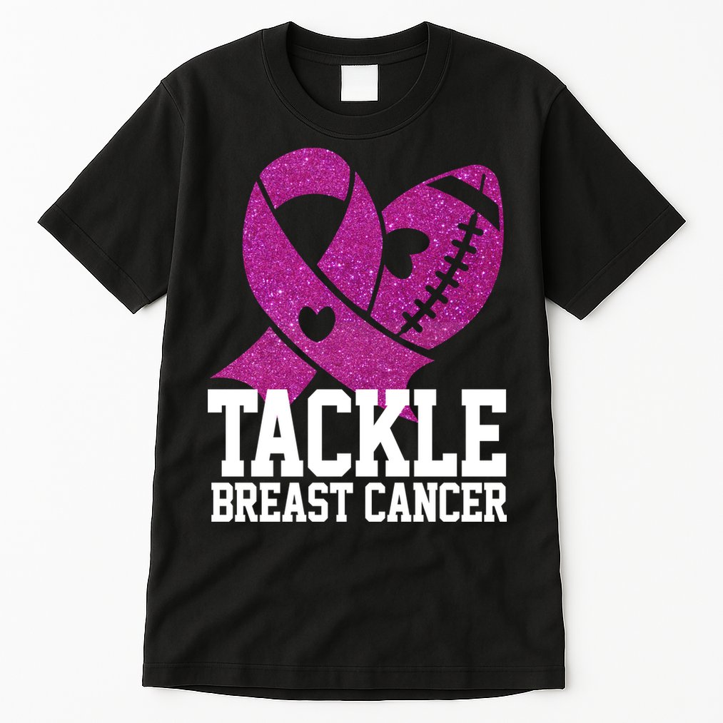 Tackle Breast Cancer Football Ribbon Tall T-Shirt