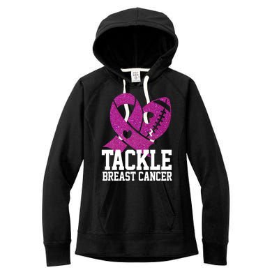 Tackle Breast Cancer Football Ribbon Women's Fleece Hoodie