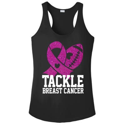 Tackle Breast Cancer Football Ribbon Ladies PosiCharge Competitor Racerback Tank