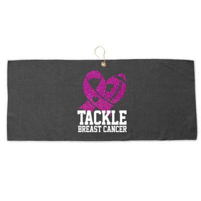 Tackle Breast Cancer Football Ribbon Large Microfiber Waffle Golf Towel