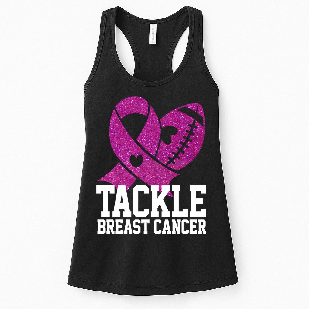 Tackle Breast Cancer Football Ribbon Womens Tank Top