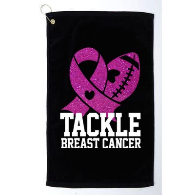 Tackle Breast Cancer Football Ribbon Platinum Collection Golf Towel