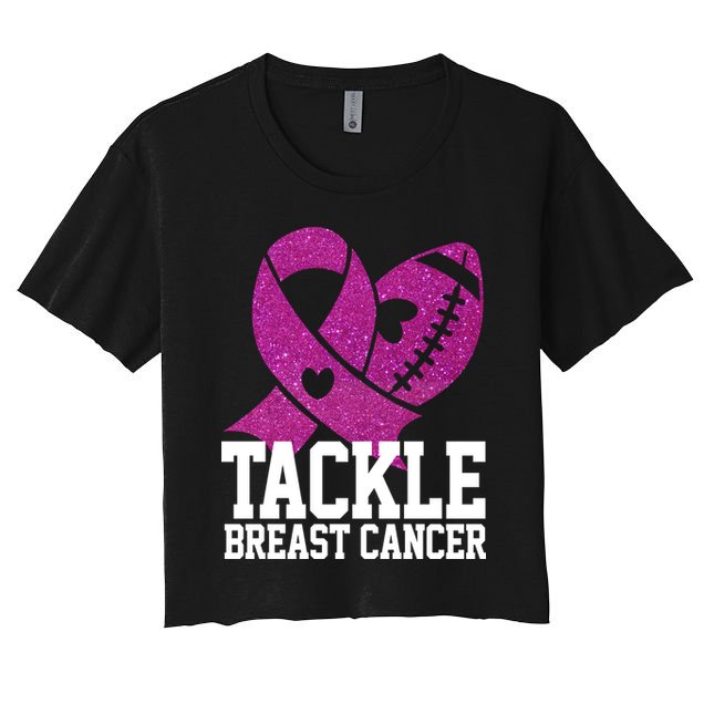 Tackle Breast Cancer Football Ribbon Crop Top