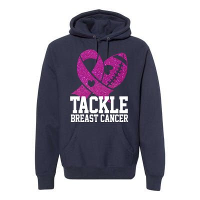 Tackle Breast Cancer Football Ribbon Premium Hoodie