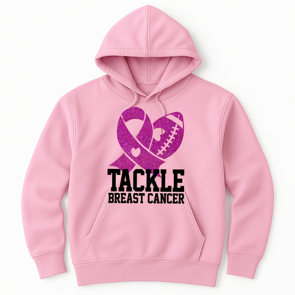 Tackle Breast Cancer Football Ribbon Hoodie