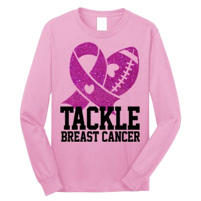 Tackle Breast Cancer Football Ribbon Long Sleeve Shirt
