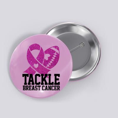 Tackle Breast Cancer Football Ribbon Button