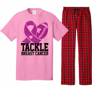 Tackle Breast Cancer Football Ribbon Pajama Set