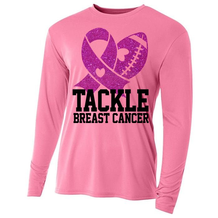 Tackle Breast Cancer Football Ribbon Cooling Performance Long Sleeve Crew